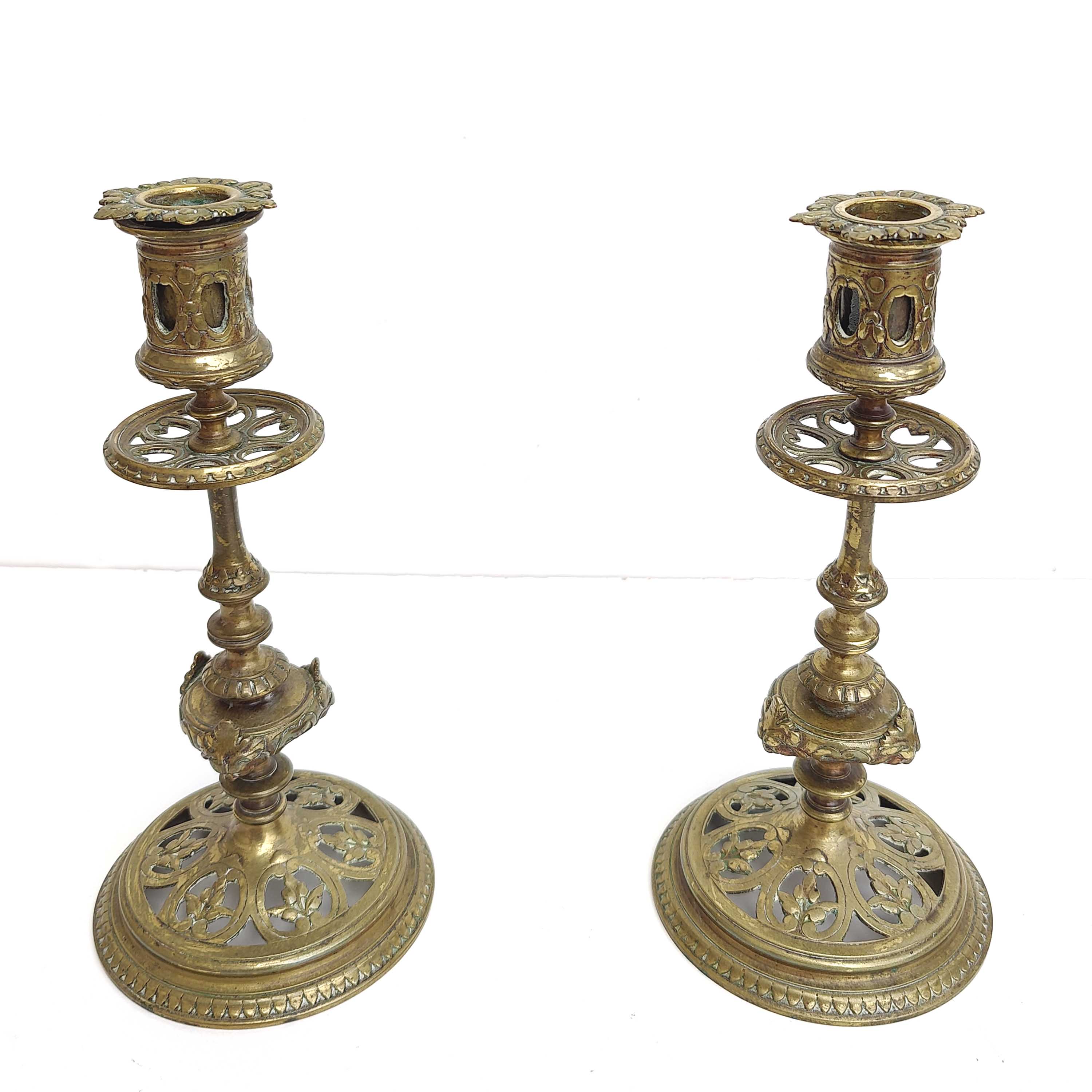 Pair of gilded bronze candle holders