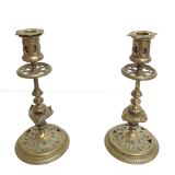 Pair of gilded bronze candle holders