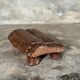 Small stool, footrest in organic blond teak monoxyle wabi-sabi L22