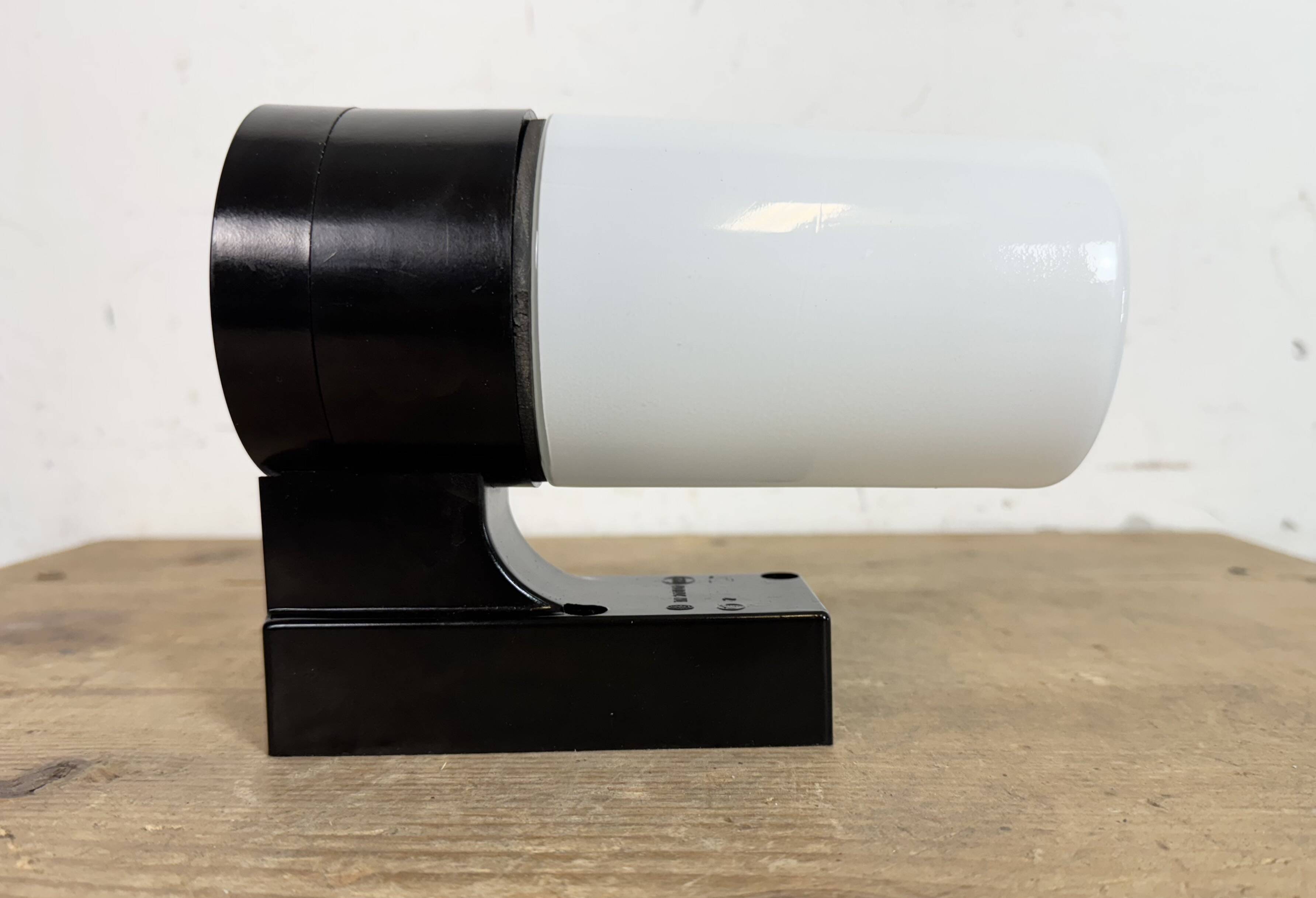 Industrial Brown Bakelite Wall Light with Milk Glass, 1960s