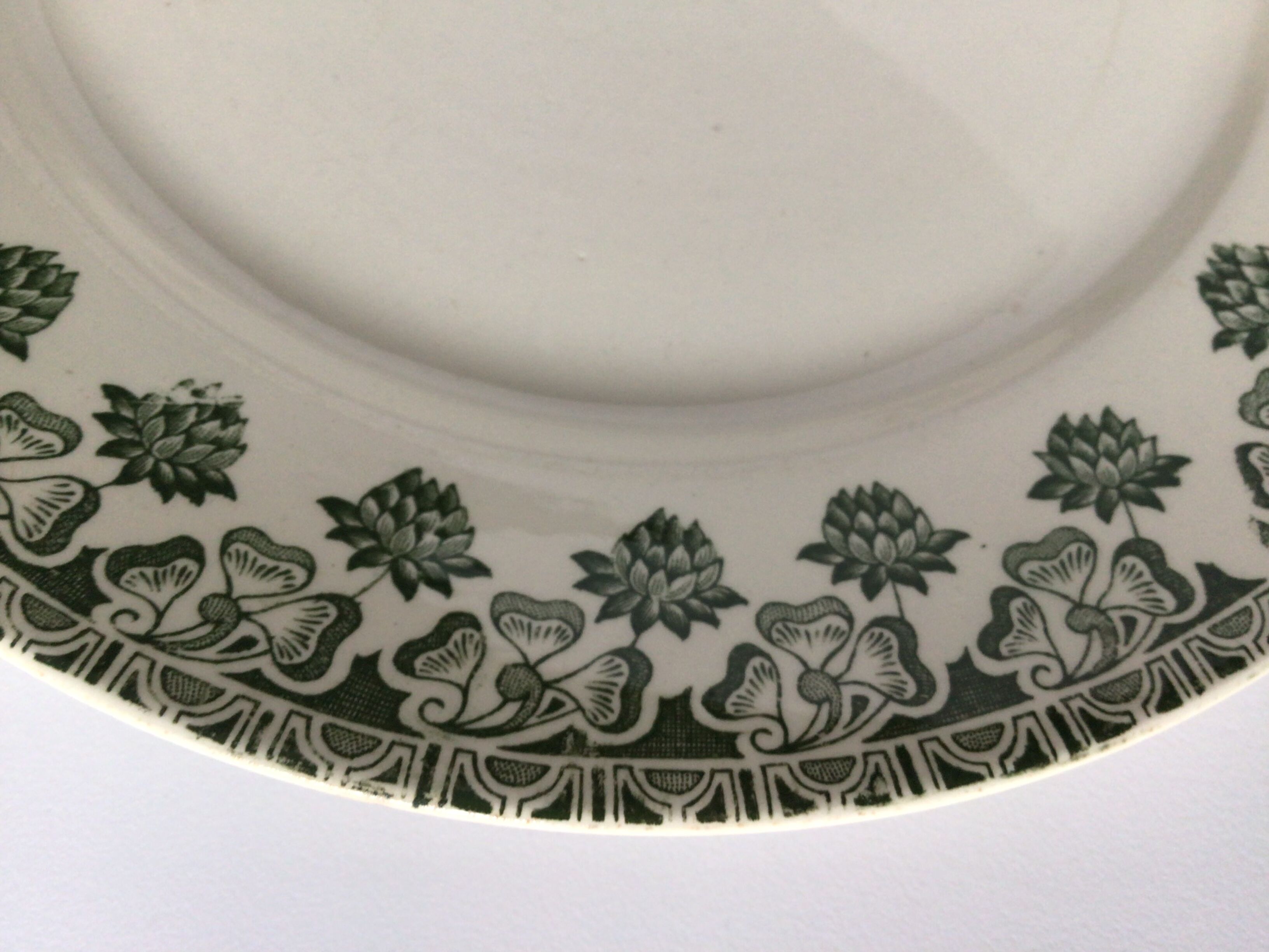 2 Flat Plates Iron Earth Badonviller khaki clover