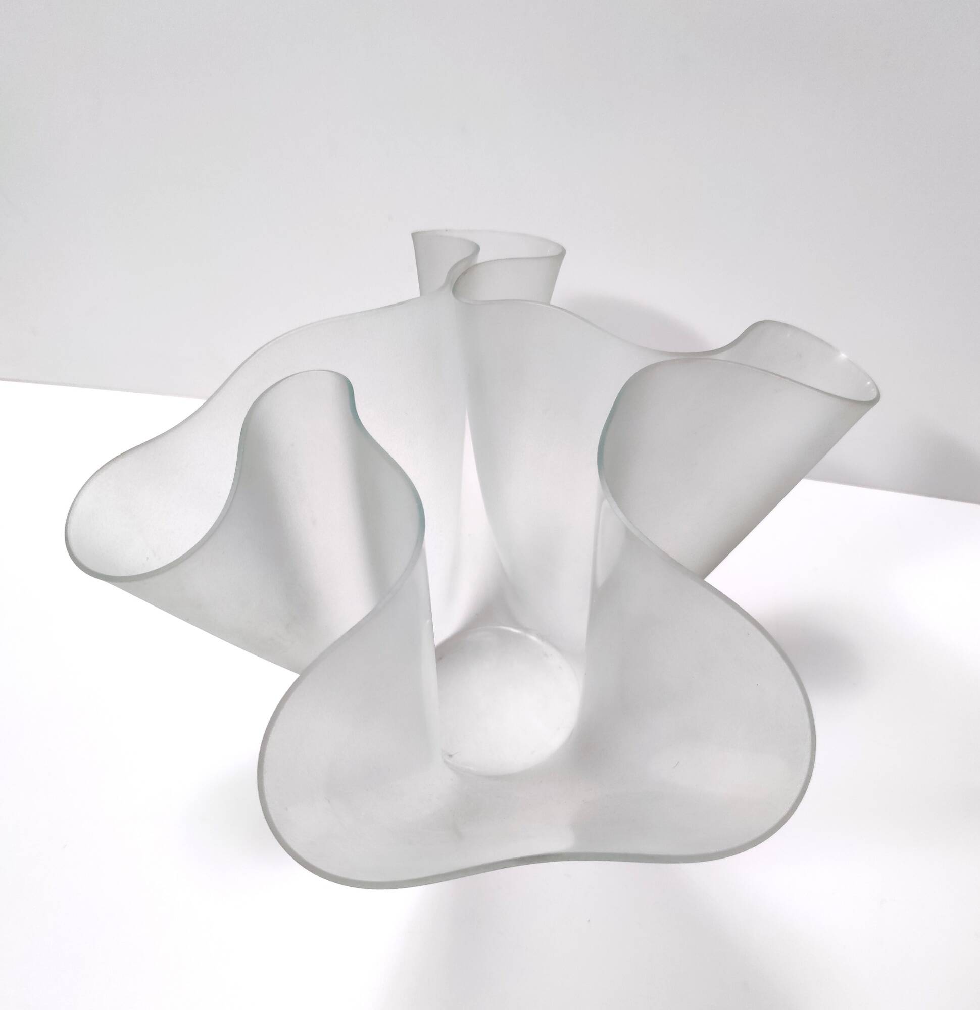 Transparent Etched Glass Vase "Cartoccio" by Pietro Chiesa for Fontana Arte