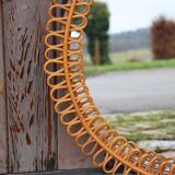 Italian rattan wall mirror, 1960s