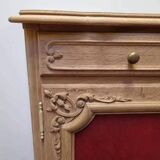 Louis XV buffet in oak & leather - Sandblasted