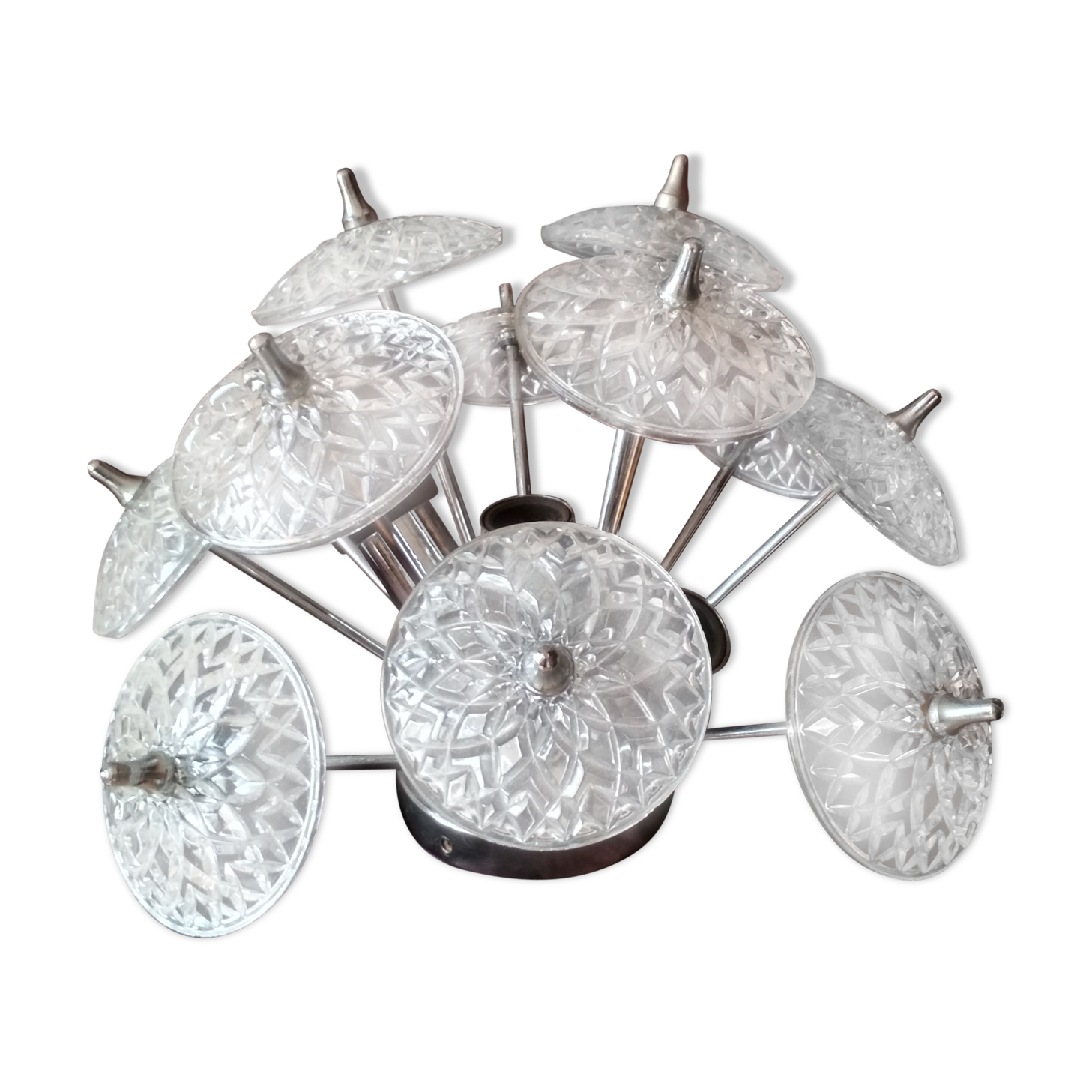 Lustre plafonnier Sputnik 3 feux Emil Stejnar - 1960