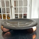 plat en faience noir et bronze art déco