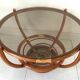 Table basse rotin et verre fumé 1970