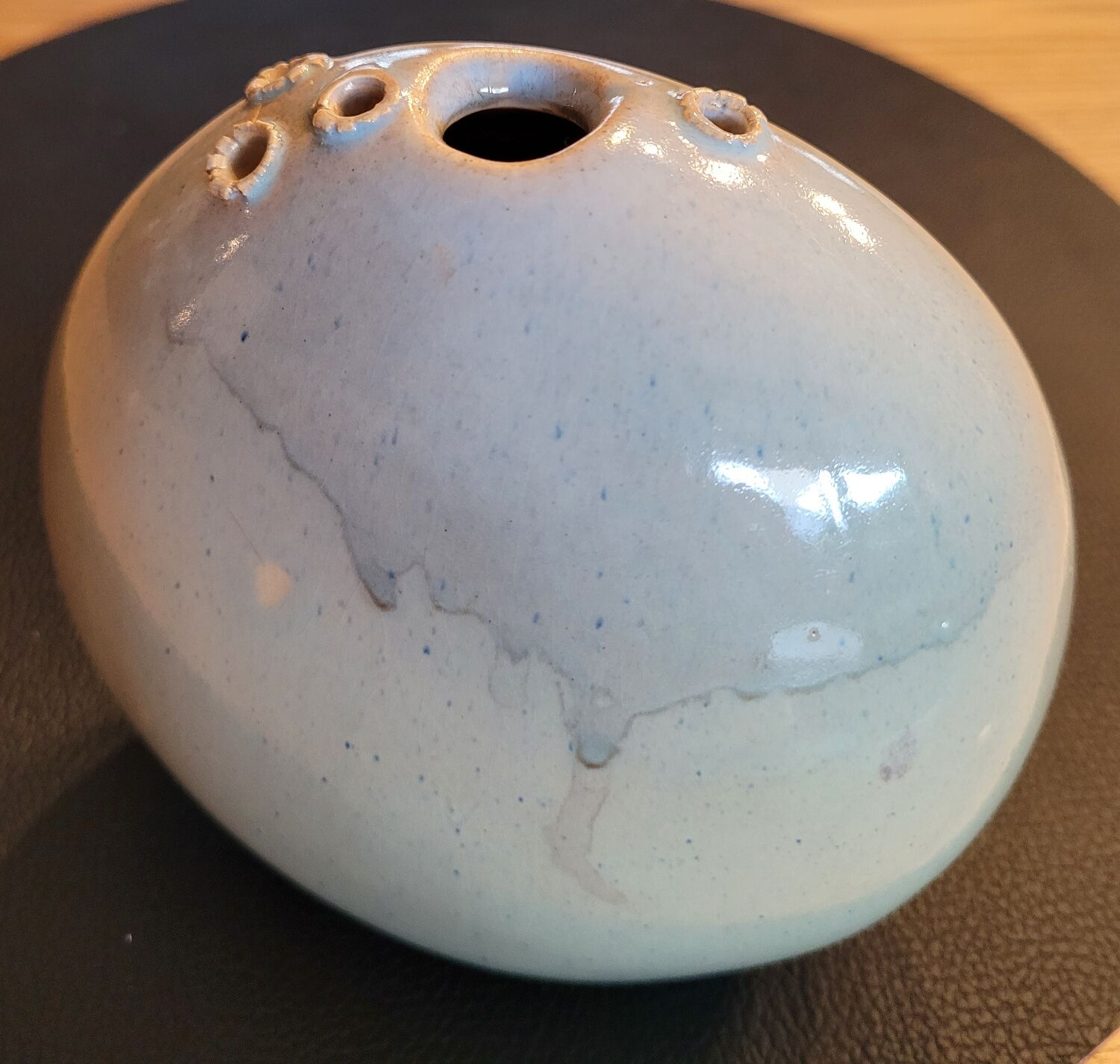 Celadon ceramic soliflore vase signed