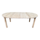 Scandinavian round extendable dining table stripped in solid wood from the 1970s.