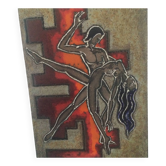 Enamelled lava plate, signed Jean Pierre Gasnier