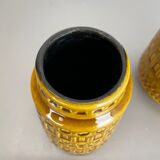 Set of two pottery fat lava vases "ochre" by scheurich, germany, 1970s