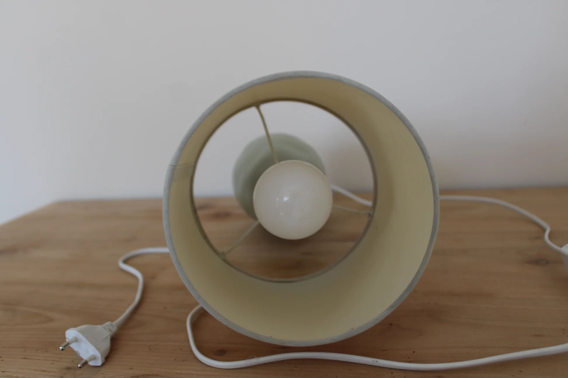 Sage green table lamp with cream lampshade – organic style bedside lamp