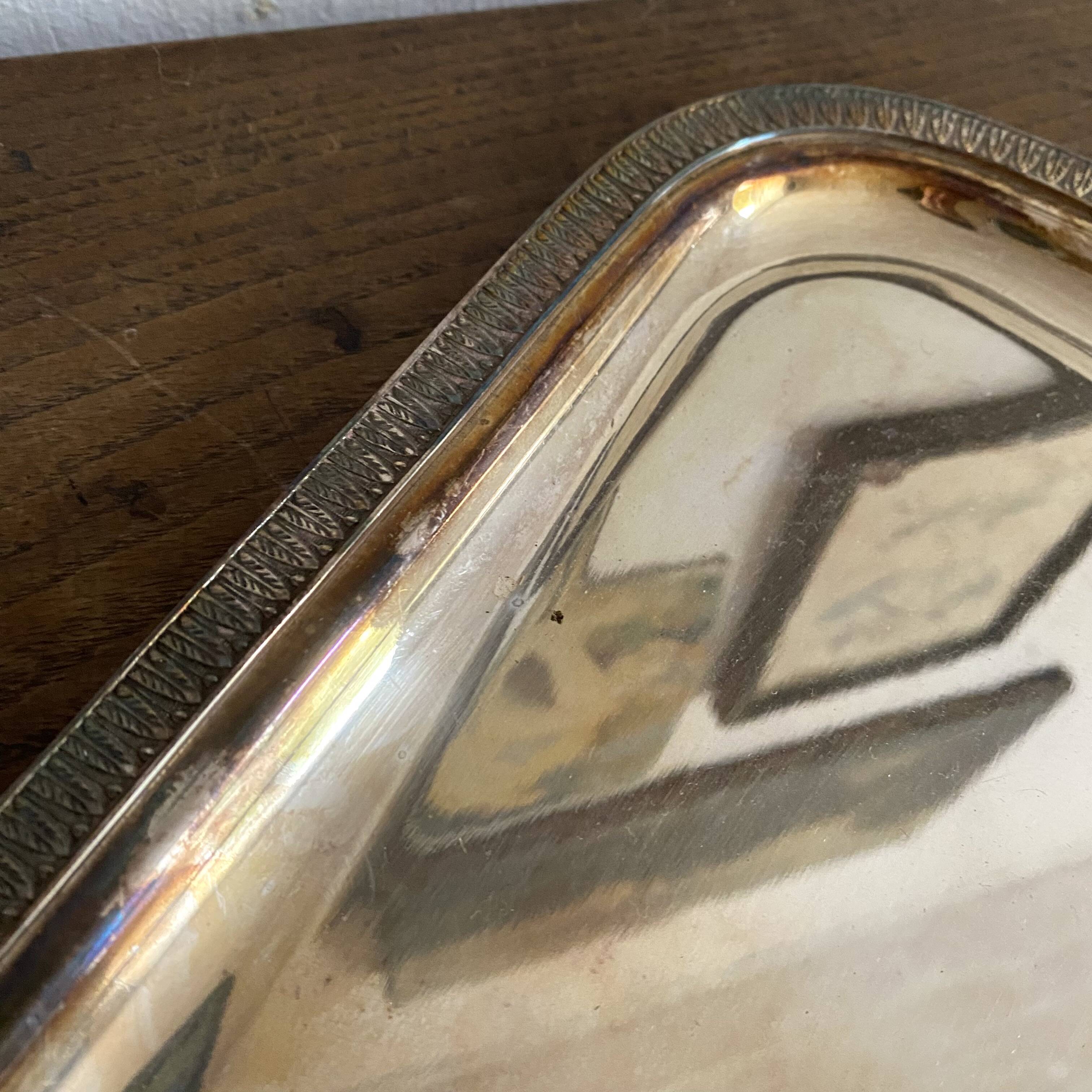 Silver-plated metal serving tray