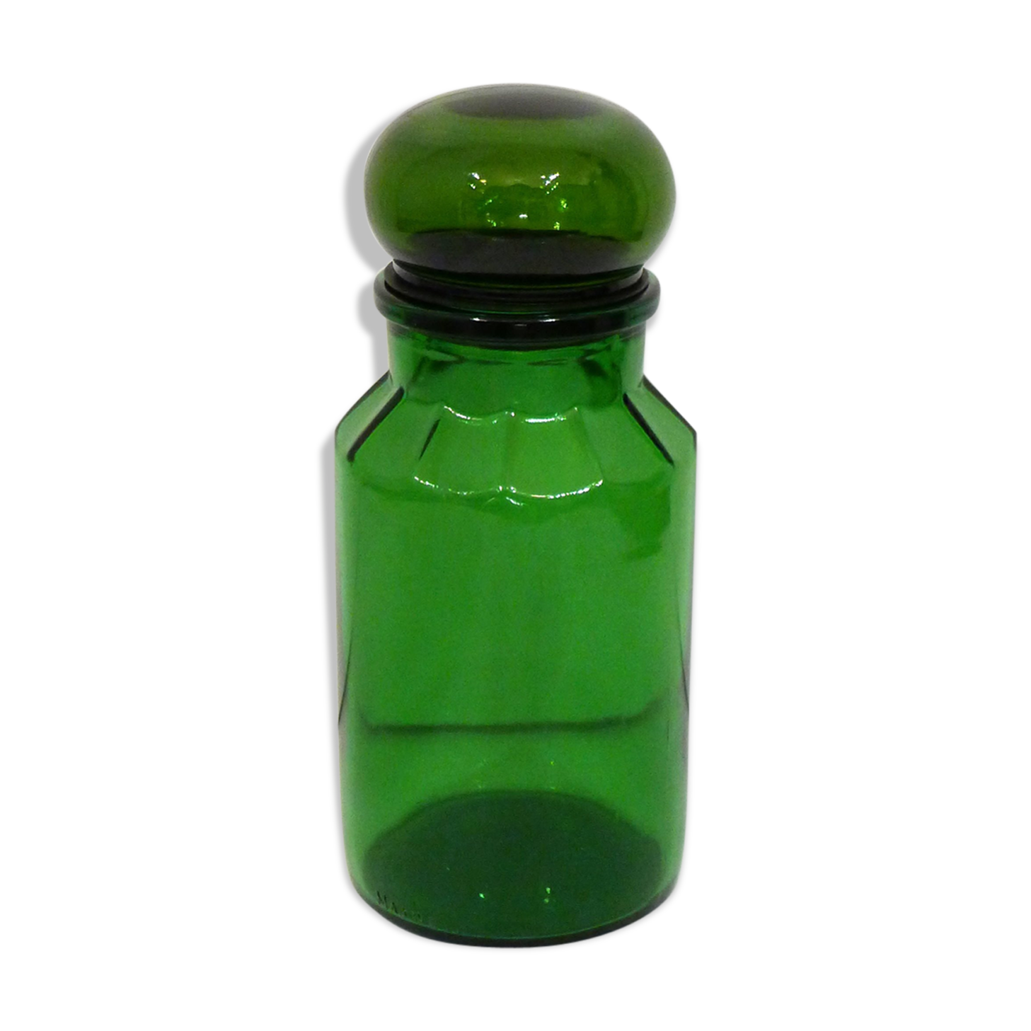 Green glass Maxwell 1960 s, style apothecary jar