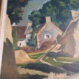 Oil on Canvas 19th Signed Breton Landscape