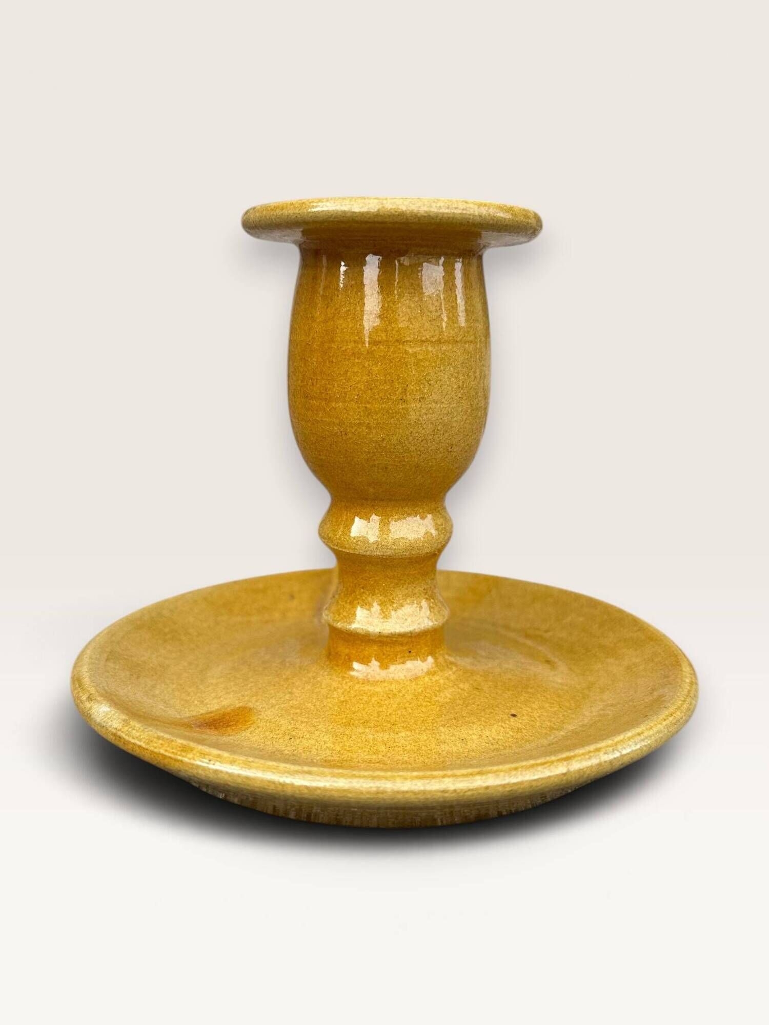 Mustard ceramic cellar rat candlestick