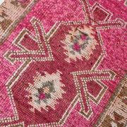 3x11 Vintage Pink & Brown Turkish Runner Rug, 87x339Cm