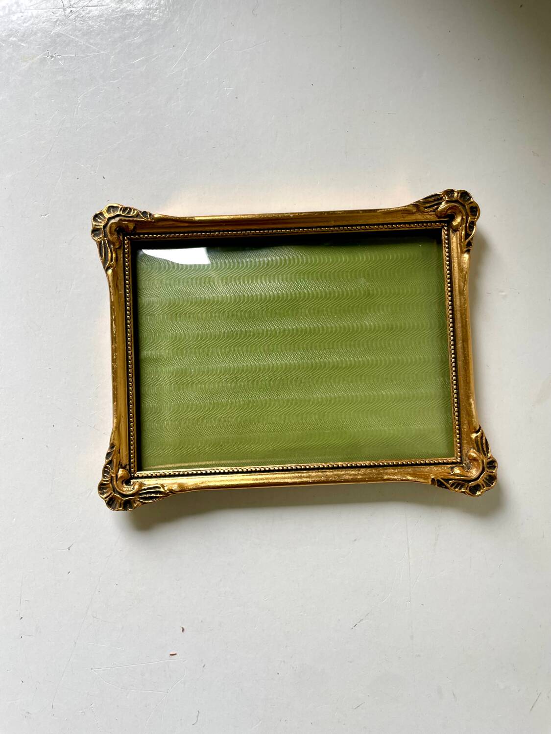 Antique ART NOUVEAU gilded Wooden Frame  18.5 cm x 14.5 cm CONVEX Glass