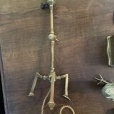 Rare articulated tripod base table lamp in gold-plated brass