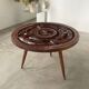 Table basse années 60 tripode bois ciselé