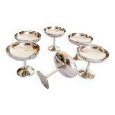 Ice cream or sorbet cups, set of 6, in 18/10 stainless steel, 1970s, made in France (lot 3)