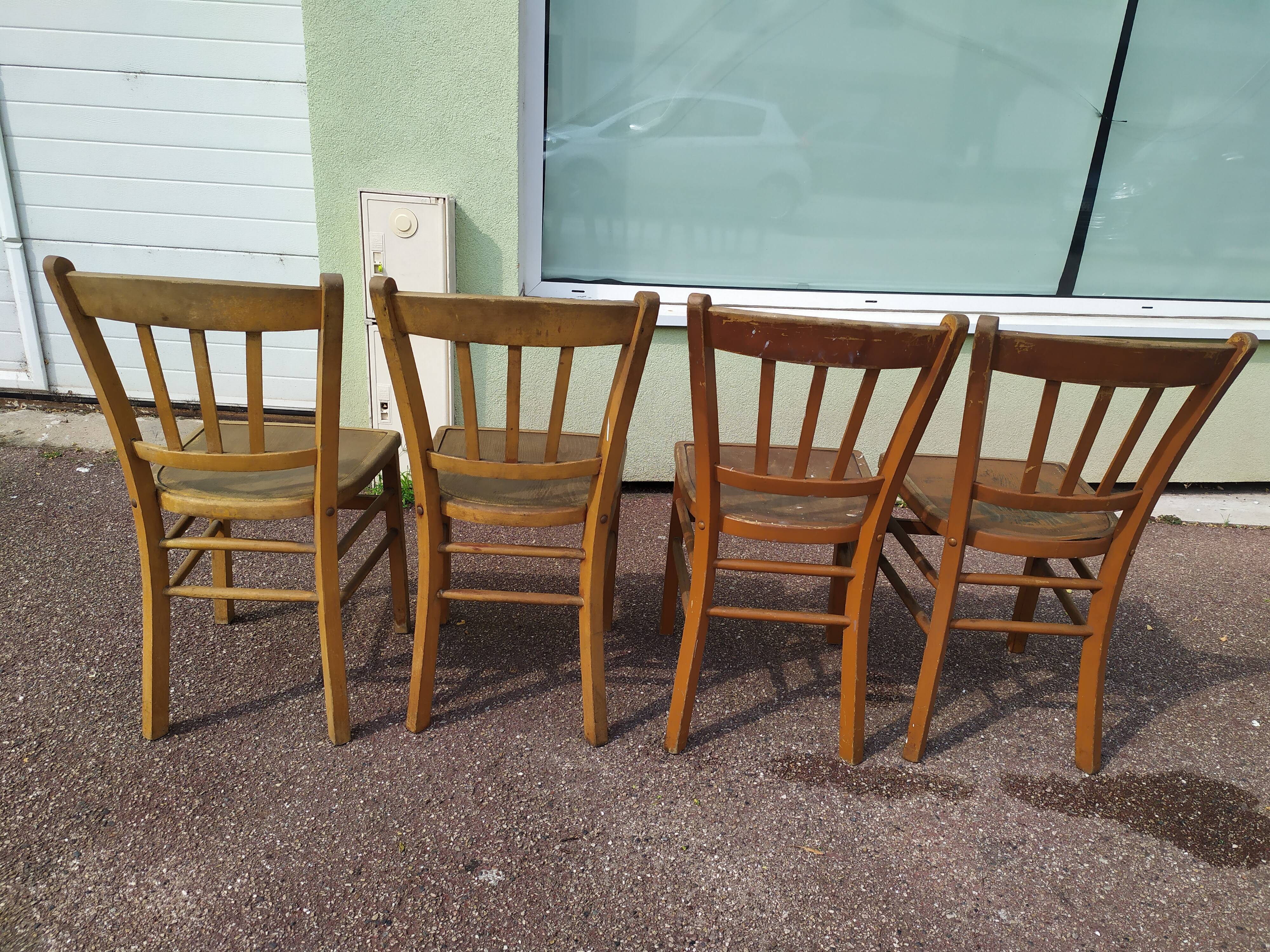 Set of 4 wooden chair bistrot farm