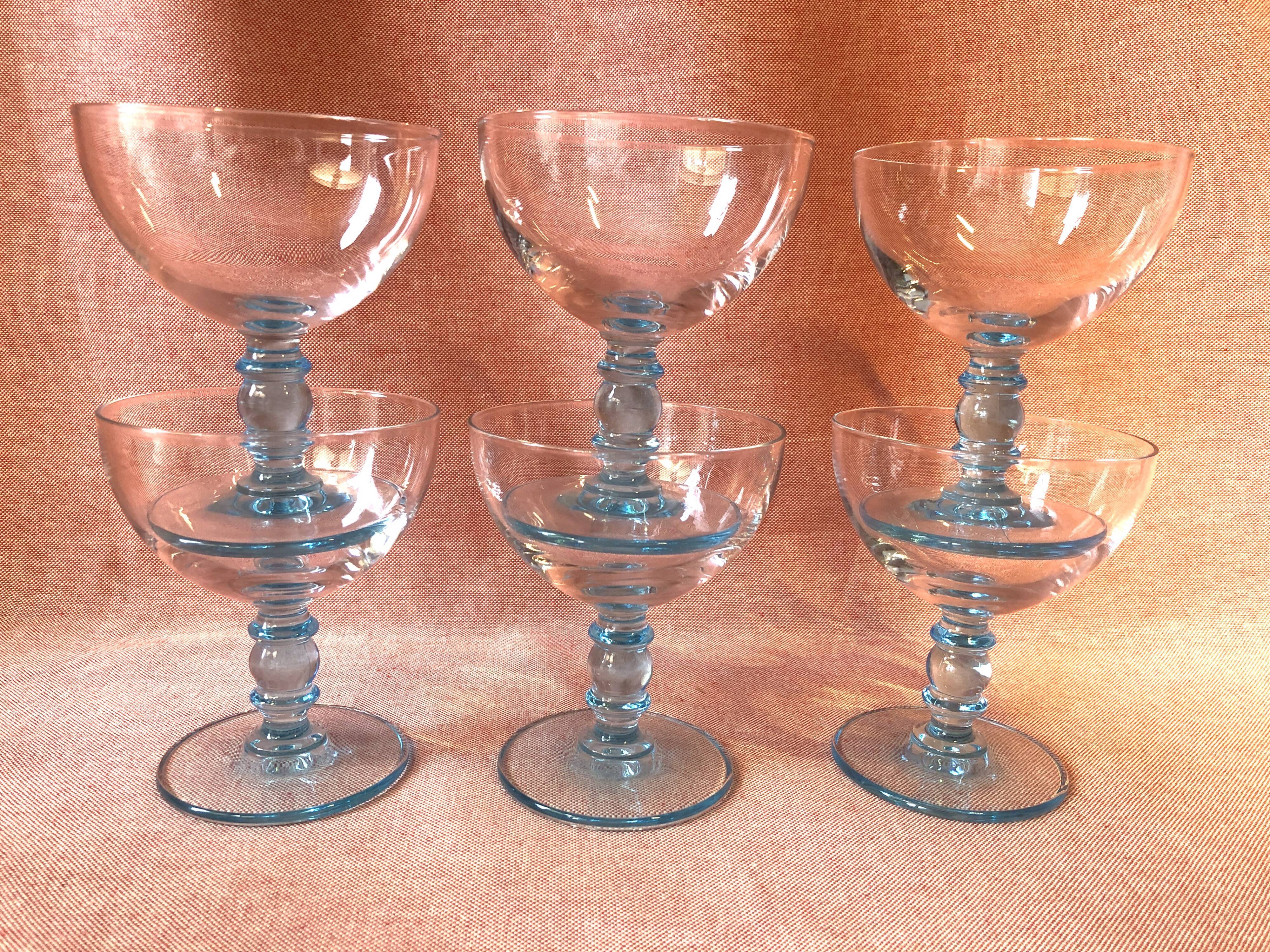 Vintage blue champagne glasses