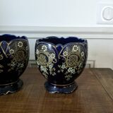 Planter set + 2 enameled ceramic pots
