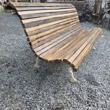 Cast iron and oak slatted garden bench