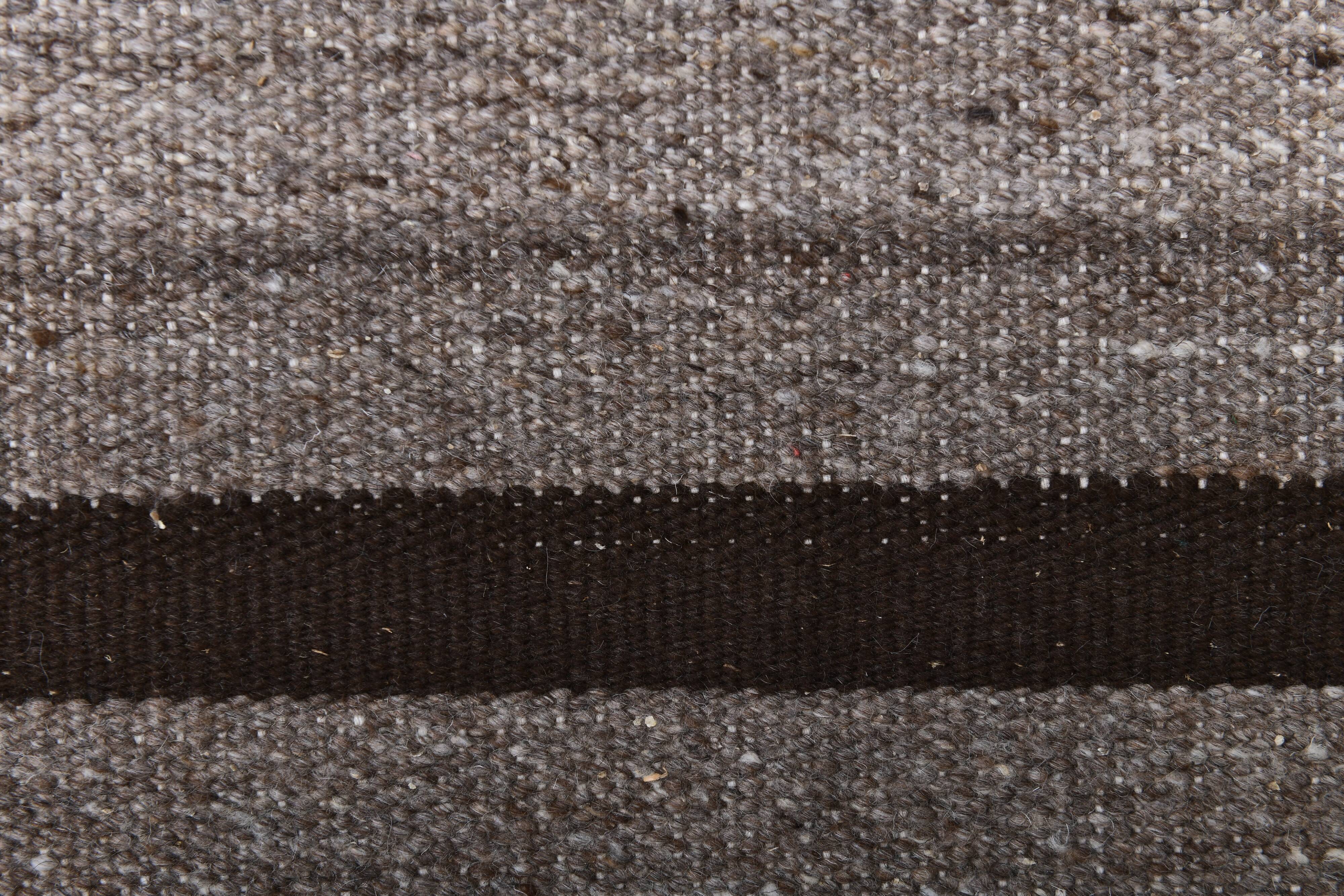 418x65 cm dark brown beige turkish runner wool kilim rug, corridor kilim