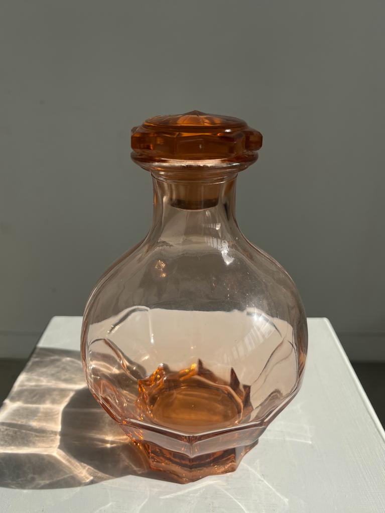 Pink glass liqueur decanter