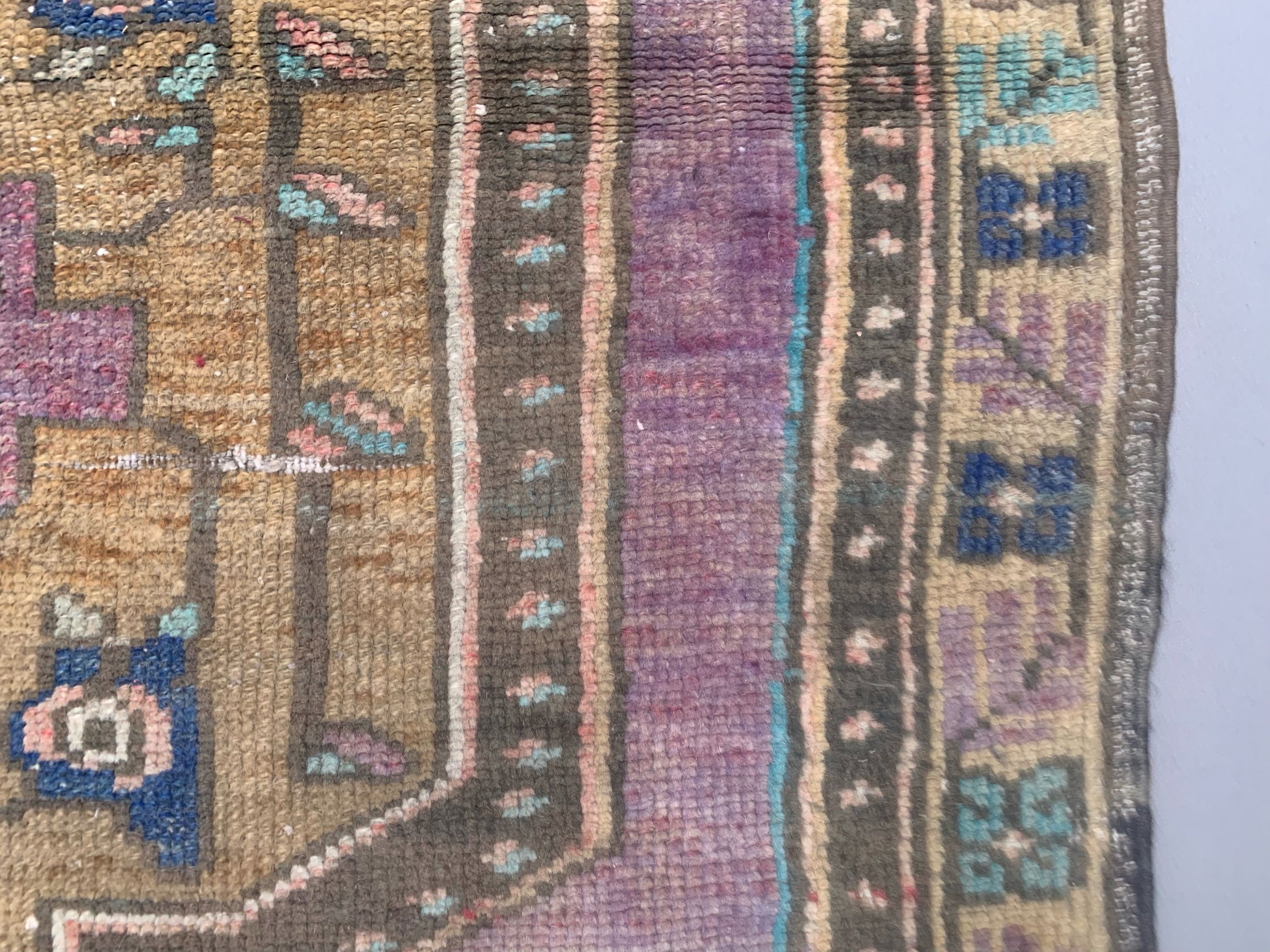 Turkish oushak rug 143x80 cm vintage carpet