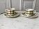 Duo of coffee cups and sub-cups Scottish / Vichy pattern 50s