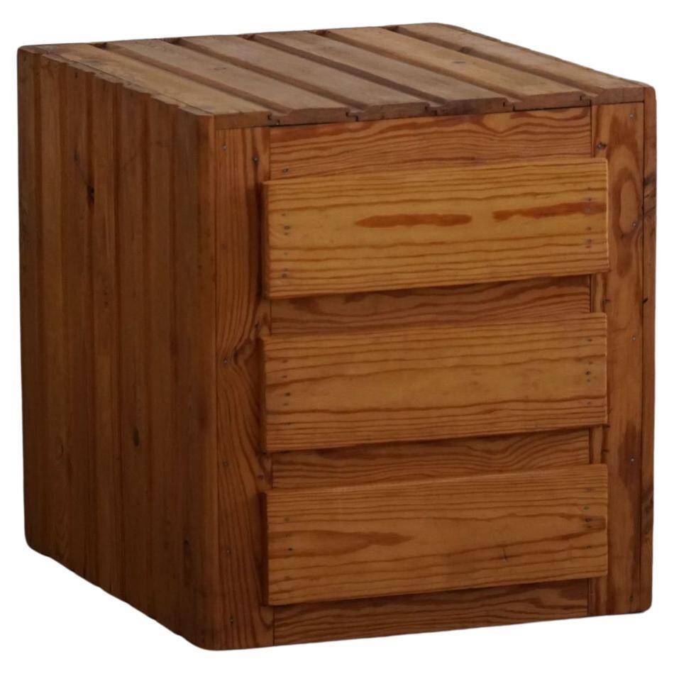 Free-standing primitive pine commode, mid-century Swedish, 1950s.