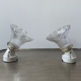 Lot 2 vintage striated glass wall lamps