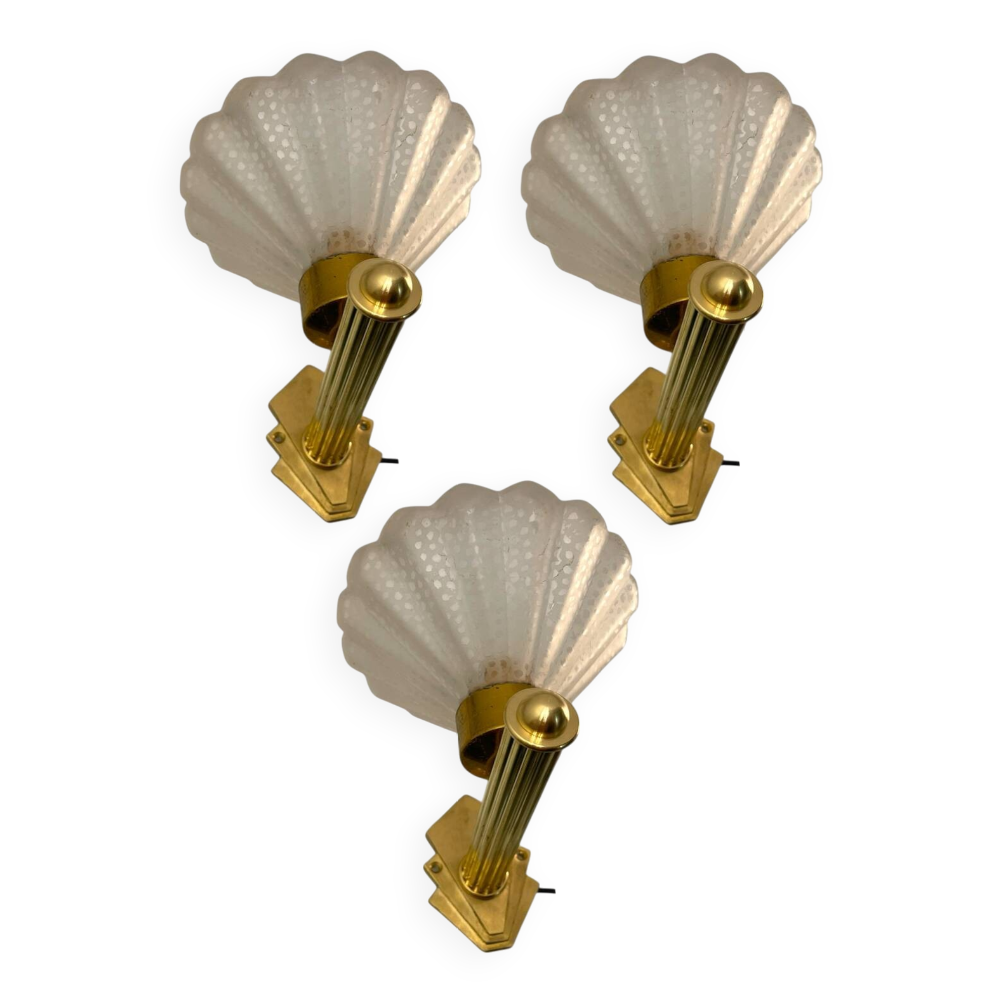 Murano Glass Brass Sconces Set of 3 1950’s