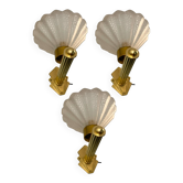 Lot de 3 appliques en verre de Murano et laiton, années 1950