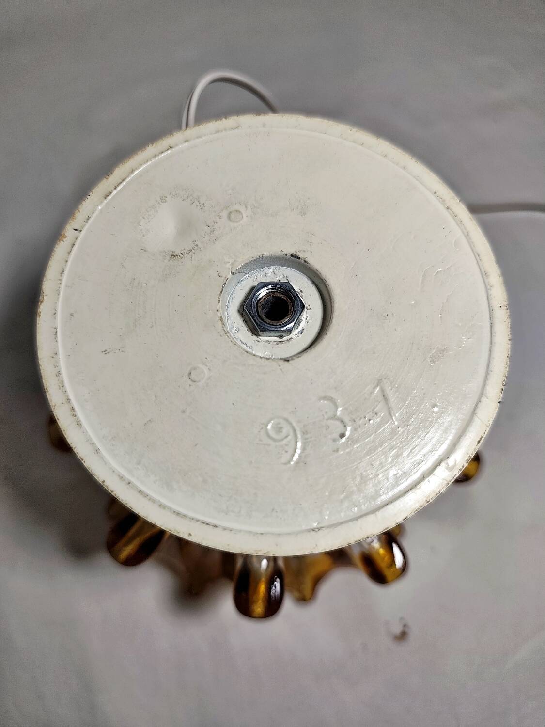 Lámpara de mesa de cristal. Italia, 1970s.