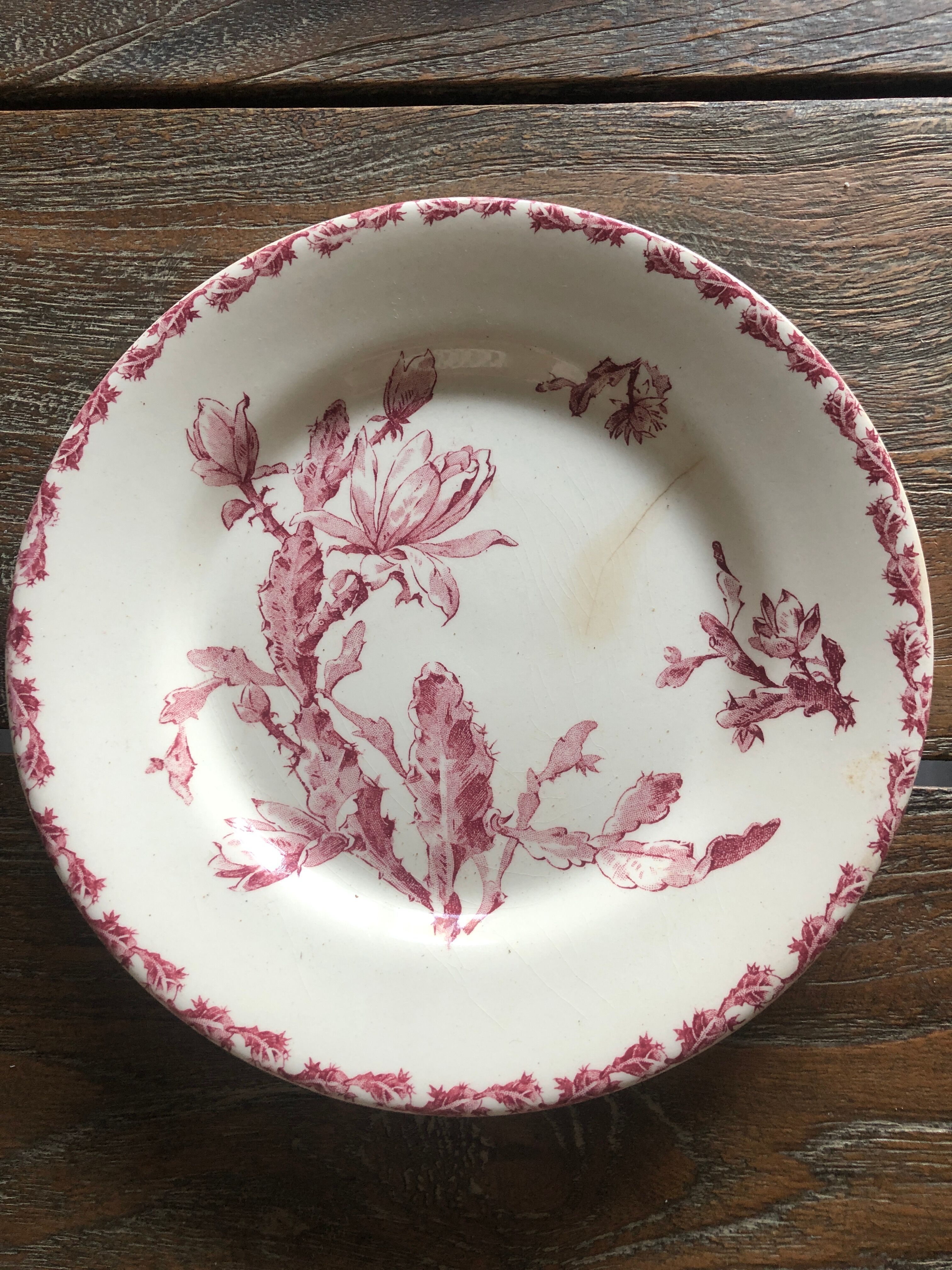 Set of 4 flat plates in Gien porcelain