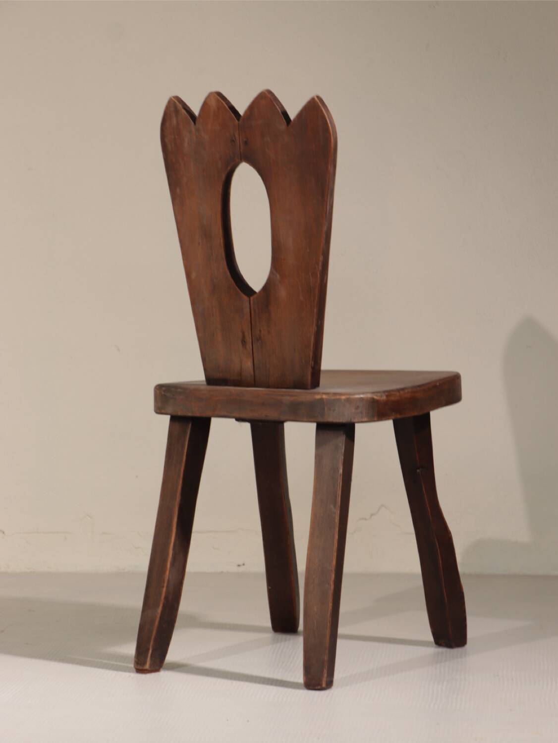 Pair of brutalist chairs in solid elm
