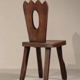 Pair of brutalist chairs in solid elm