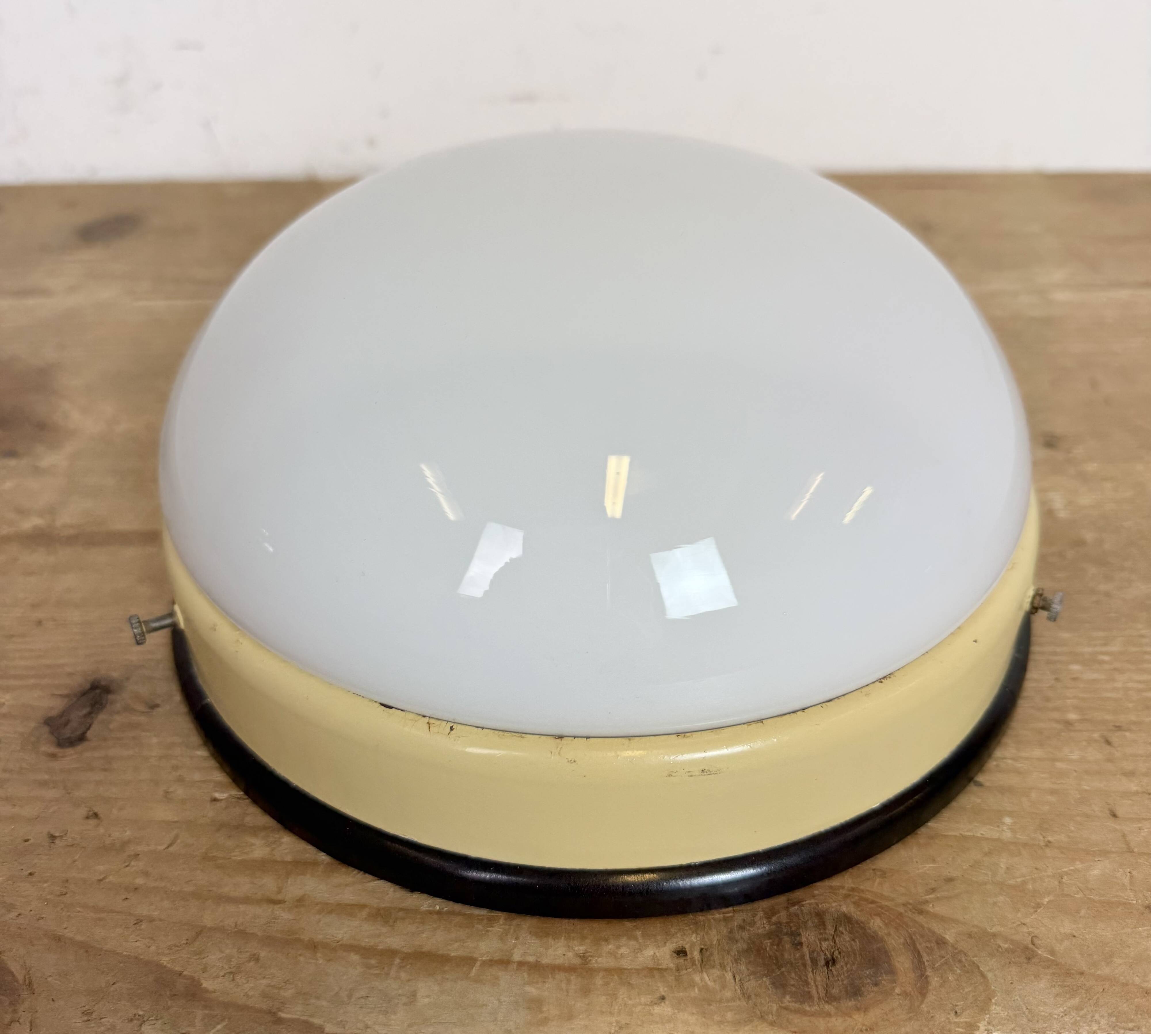 Industrial Bakelite Wall or Ceiling Light with Milk Glass, 1950s
