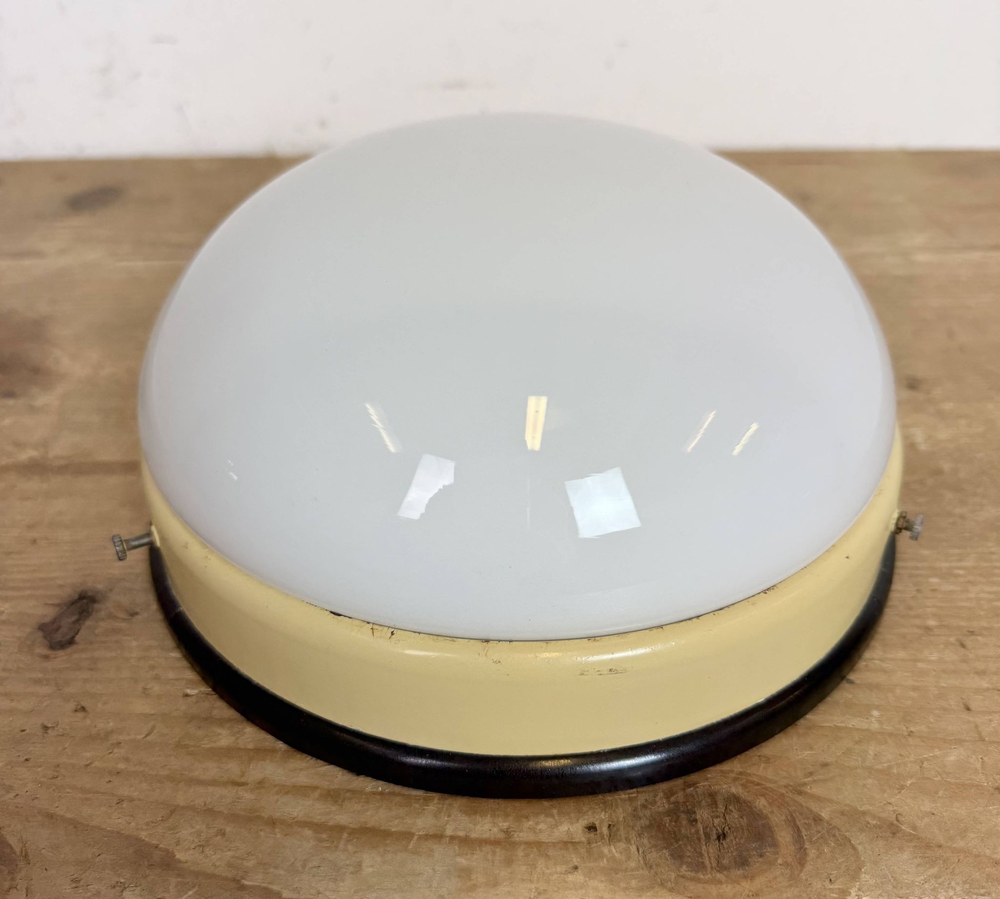 Industrial Bakelite Wall or Ceiling Light with Milk Glass, 1950s