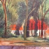 Huile sur toile XIXème village Franc-Comtois Vellexon-Queutrey-et-Vaudey (Haute-Saône)