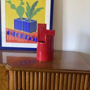 Franco Bettonica, red ceramic vase mod. fb1, Gabbianelli Italy ca. 1970