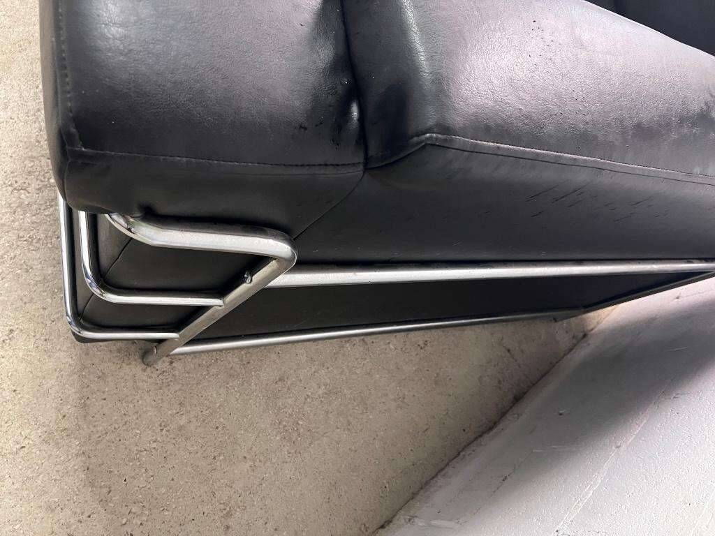 Vintage black leather two seat / sofa / sofa