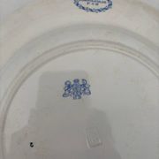 Assiette plate ancienne terre de fer bleu clair HB choisy le roi modèl
