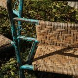 Chaises de jardin en fer forgé et rotin