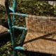 Wrought iron and rattan garden chairs