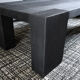 Table basse chêne massif finition bois brûlé — shou-sugi-ban